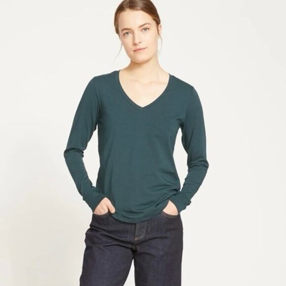 Universal Standard‎ Long Sleeve V Neck Shirt Deep Sea Green Medium READ DETAILS - Picture 1 of 11
